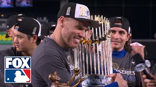 Los Angeles Dodgers World Series Trophy ceremony Freddie Freeman wins MVP  MLB on FOX [upl. by Seabrooke]