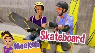 NEW Meekah and Blippi Learn to Skateboard Educational Videos for Kids  Blippi and Meekah Kids TV [upl. by Noillid]