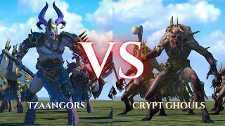 WARHAMMER III Total War  Tzaangors VS Crypt Ghouls [upl. by Ylelhsa]