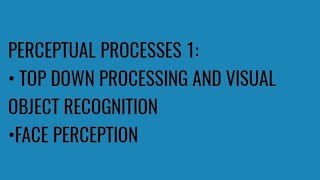 PERCEPTUAL PROCESS 1 TOP DOWN PROCESSING AND VISUAL OBJECT RECOGNITION AND FACE PERCEPTION [upl. by Hardwick]