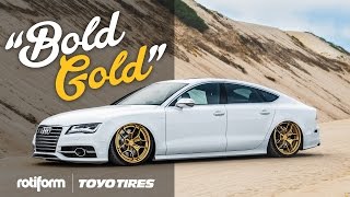 AccuAir Audi S7 feat Rotiform HURs  Bold Gold [upl. by Aivila]