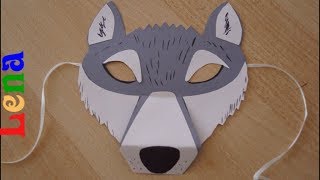 Wolf Maske basteln mit Lena 🐺 How to make wolf mask 🐺 как сделать волка из бумаги [upl. by Ruskin]