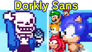 Friday Night Funkin VS Dorkly Sans  VS Mario Sonic Luigi amp Knuckles  For Hire Song FNF Mod [upl. by Jona]