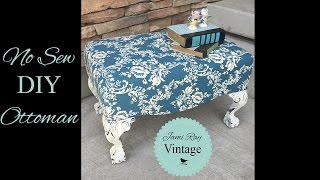 How To Upholster an Ottoman WITHOUT Sewing [upl. by Isabel]