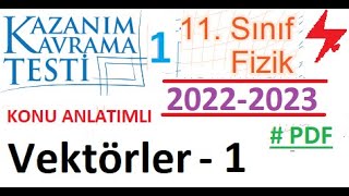 11 Sınıf  Fizik  MEB Kazanım Kavrama Testi 01  Vektörler 1  PDF  OGM  AYT Fizik  2022 2023 [upl. by Chantal576]