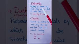 Malleability and ductility definition with examples chemistry basic science shorts [upl. by Ahsiruam]