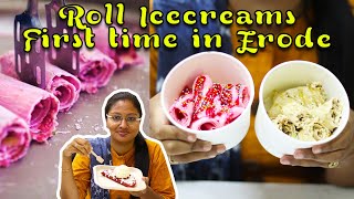 ROLL ICECREAMS WAFFLES first time Tasting  Zero degree Celsius in Erode  Red Velvet Waffles🧇😋 [upl. by Fullerton]