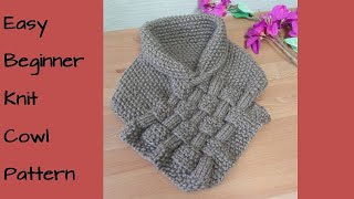 Easy Beginner Knit Cowl Pattern Snood [upl. by Roberto125]