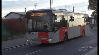 Autobus Iveco Crossway LE LINE 12M Dopravce ÄŚSADPOLKOST evÄŤ1822 na lince 65929 [upl. by Anyal]