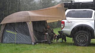 CAMPING in HEAVY RAIN  Air Tent  Car  ASMR [upl. by Raffo322]