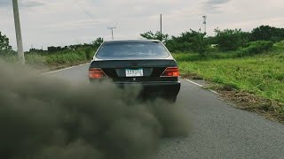 Stock Mercedes Benz W140 S350 turbodiesel 15 psi of boost pure exhaust sound and black smoke [upl. by Retsek]