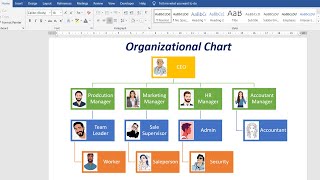 How to make an organization chart with pictures in Microsoft Word 2016 [upl. by Semele]