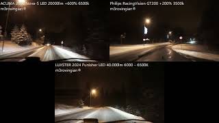 LUXSTER Punisher LED ACUMA NovaS LED Philips RacingVision GT200 WINTER Road Test [upl. by Kcirdec]