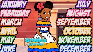 Months of the Year  English and Spanish by Gracie’s Corner  Nursery Rhymes  Kids Songs [upl. by Dallman]