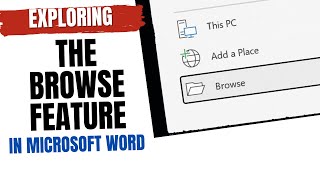 Exploring the BROWSE FOLDER under the FILE TAB in Microsoft Word 365 [upl. by Gessner972]