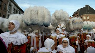 Belgiums Binche carnival kicks off with flying oranges  AFP [upl. by Chainey542]