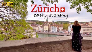 Switzerland Zürich part 1 early evening with angel🇨🇭 4K HDR [upl. by Aketal635]