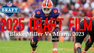 Film Room Clemson RT Blake Miller Vs Miami [upl. by Ystap]