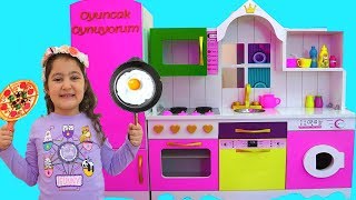 Masal amp Öykü Pretend Play with DELUXE Kitchen Toy Set  fun Kids video [upl. by Otsirave]