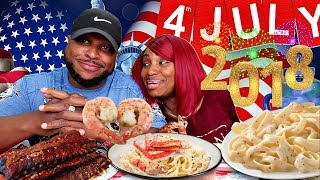 Seafood boil Ribs and Pasta 4th of July Mukbang [upl. by Anirba858]