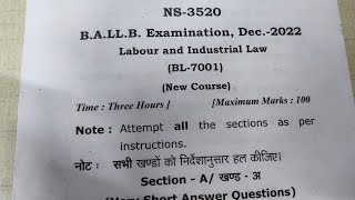 Labour and Industrial Law Previous year question paper of ballb  CCSU previous year question paper [upl. by Earleen]