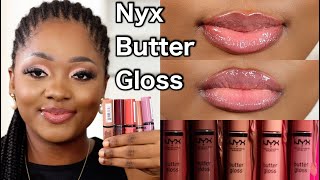 NYX BUTTER GLOSS ON DARK SKIN  NYX BUTTER GLOSS TRY ON [upl. by Aneeuqal898]