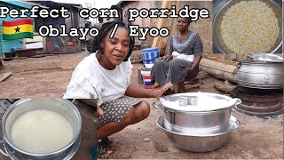 Cooking Africa’s Most Appetizing HOMINY CORN PORRIDGE  OBLAYOO EYOOMPESAA Sunyani Ghana [upl. by Atyekram]