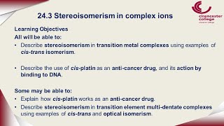 24 3 Stereoisomerism in complex ions [upl. by Atnoed]