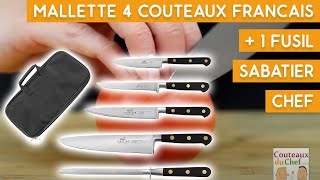 Présentation de la mallette 4 couteaux français  1 fusil SABATIER Chef [upl. by Ilojne]