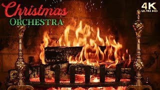 🔥 Christmas Fireplace w Festive Instrumental Orchestra Christmas Music [upl. by Sirron]