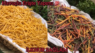 Havuçlu Erişte 🍜 Evde Sebzeli Erişte YapımıBoya❌Katkı Maddesi❌Doğal Ve Lezzetli Sebzeli Erişte👌🏼 [upl. by Annora861]