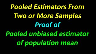 Pooled Estimators From Two or More Samples  UrduHindi  Statistics Uop [upl. by Ykcim]