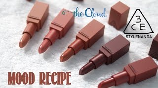 3CE MOOD RECIPE MATTE LIP COLOR SWATCH amp REVIEW [upl. by Enorej791]