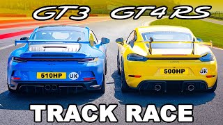 Porsche GT4 RS vs GT3 TRACK RACE [upl. by Constant]