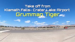 Aviation  Take off Klamath Falls Crater Lake Regional Airport KLMT in a Grumman Tiger AA5B [upl. by Amerigo]