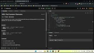 1002 Find Common Characters Leetcode Easy [upl. by Tengler]