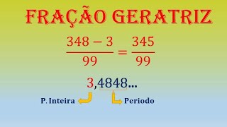 CÁLCULO DA FRAÇÃO GERATRIZ [upl. by Allemat]