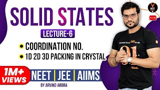 Solid States L6  Coordination No 1D 2D 3D Packing in Crystal  NEET JEE AIIMS  Arvind Arora [upl. by Ahtreb326]