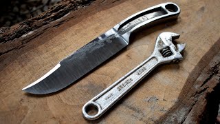 Forging a BOWIE KNIFE from a broken crescent wrench [upl. by Batholomew]