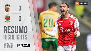 Highlights  Resumo SC Braga 30 Paços de Ferreira Liga 2223 34 [upl. by Naamana]