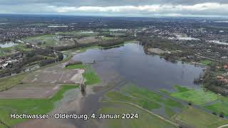 Drohnenaufnahme zur Hochwasserlage in Oldenburg 20232024 [upl. by Auqinet386]