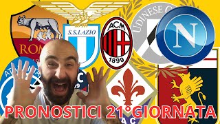 I MIEI PRONOSTICI PER LA 21° GIORNATA DI CAMPIONATO [upl. by Nosnehpets82]