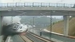 Spain Train Derailment Video 2013 Shocking Crash Kills At Least 77 Caught on Tape [upl. by Hsakiv]