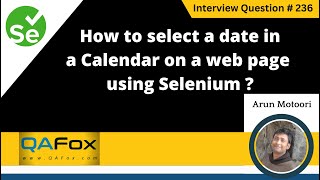 How to select a date in a Calendar on a web page using Selenium Selenium Interview Question 236 [upl. by Goulden]