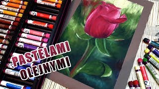 Rysowanie róży pastelami olejnymi 🌹🌷⚘  Oil pastels rose speed drawing [upl. by Dracir]