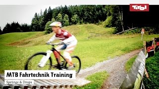 MTB Fahrtechnik Training 9 Mountainbike Sprung und Drop Tutorial [upl. by Goldsmith]