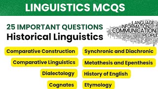 Linguistics MCQS  History of English  Diachronic and Synchronic  Historical linguistics Cognates [upl. by Nytnerb]