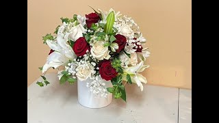 How to do an easy floral arrangement with lily and roses [upl. by Latsirk]