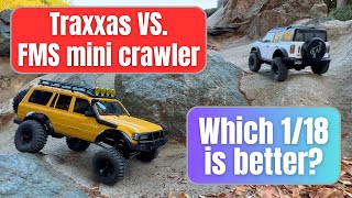 Traxxas TRX4m Bronco vs FMS FCX18 LC80 Toyota Landcruiser which is the best RTR scale mini crawler [upl. by Elfreda221]