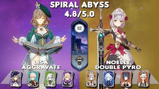 Spiral Abyss 4850  C1 Lisa Aggravate amp C6 Noelle Double Pyro  Floor 129⭐ Genshin Impact [upl. by Brena]